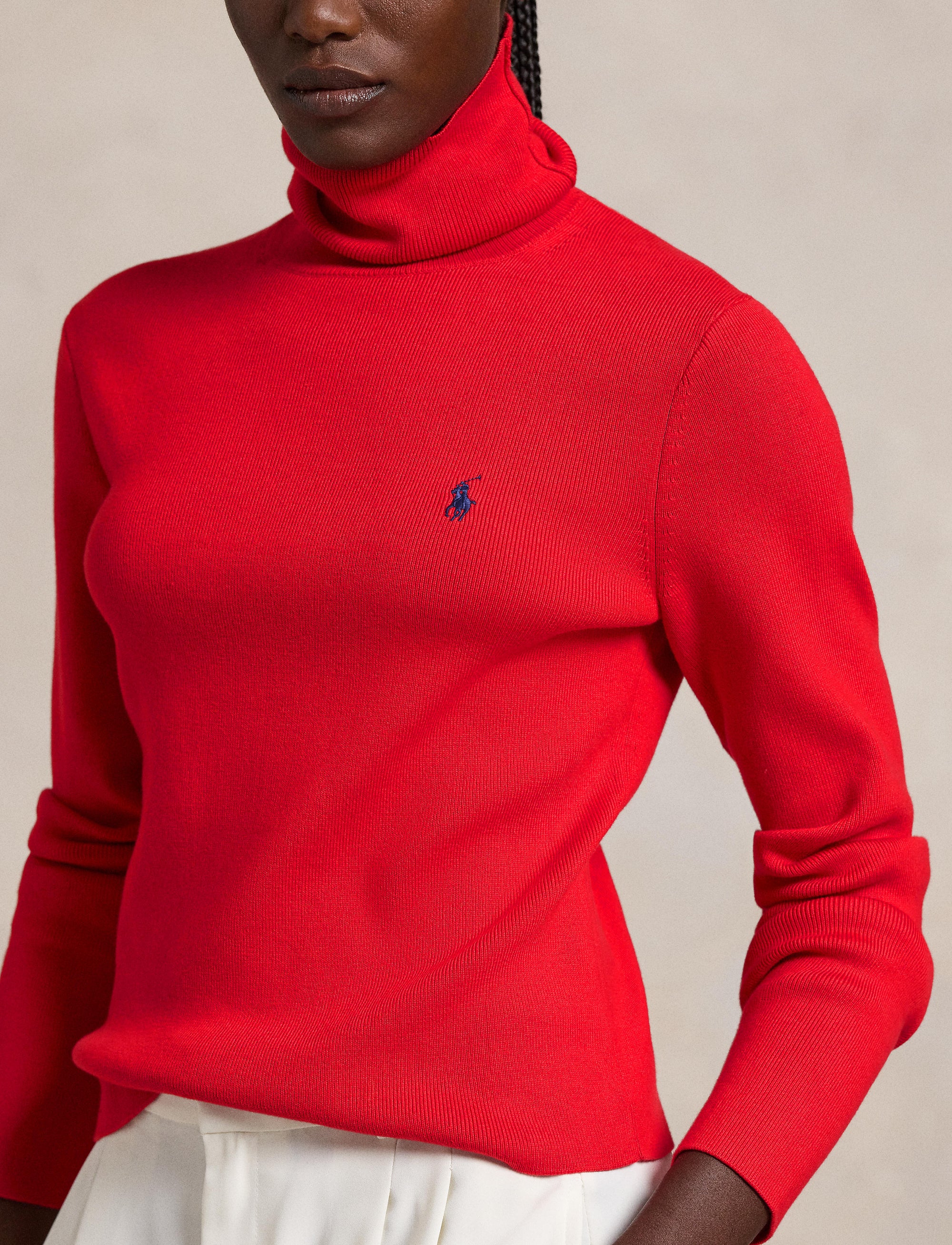Cotton turtleneck jumper - Pandora Red