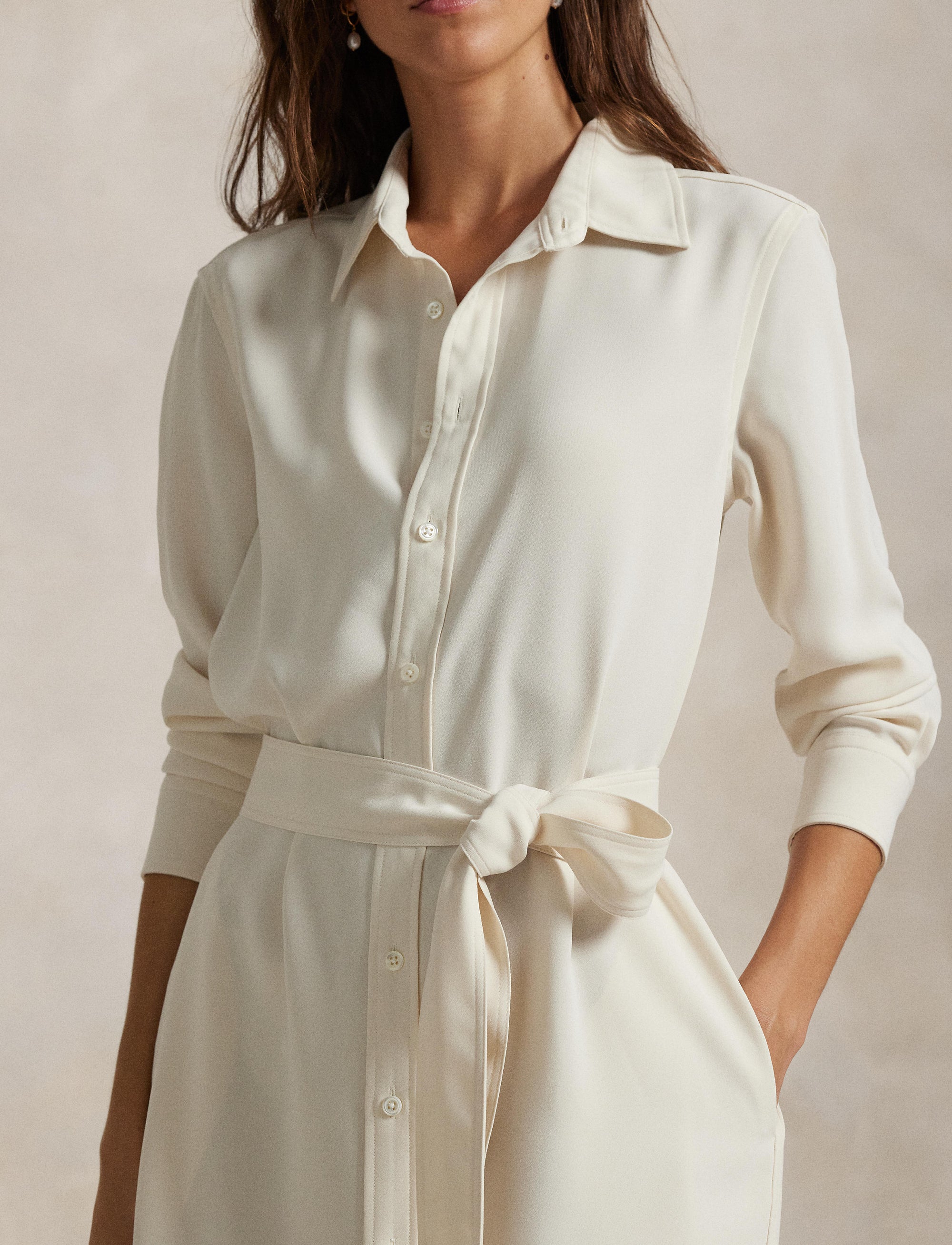 Robe-chemise en satin - Mascarpone Cream
