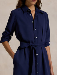 Robe-chemise en satin - Graphic Navy