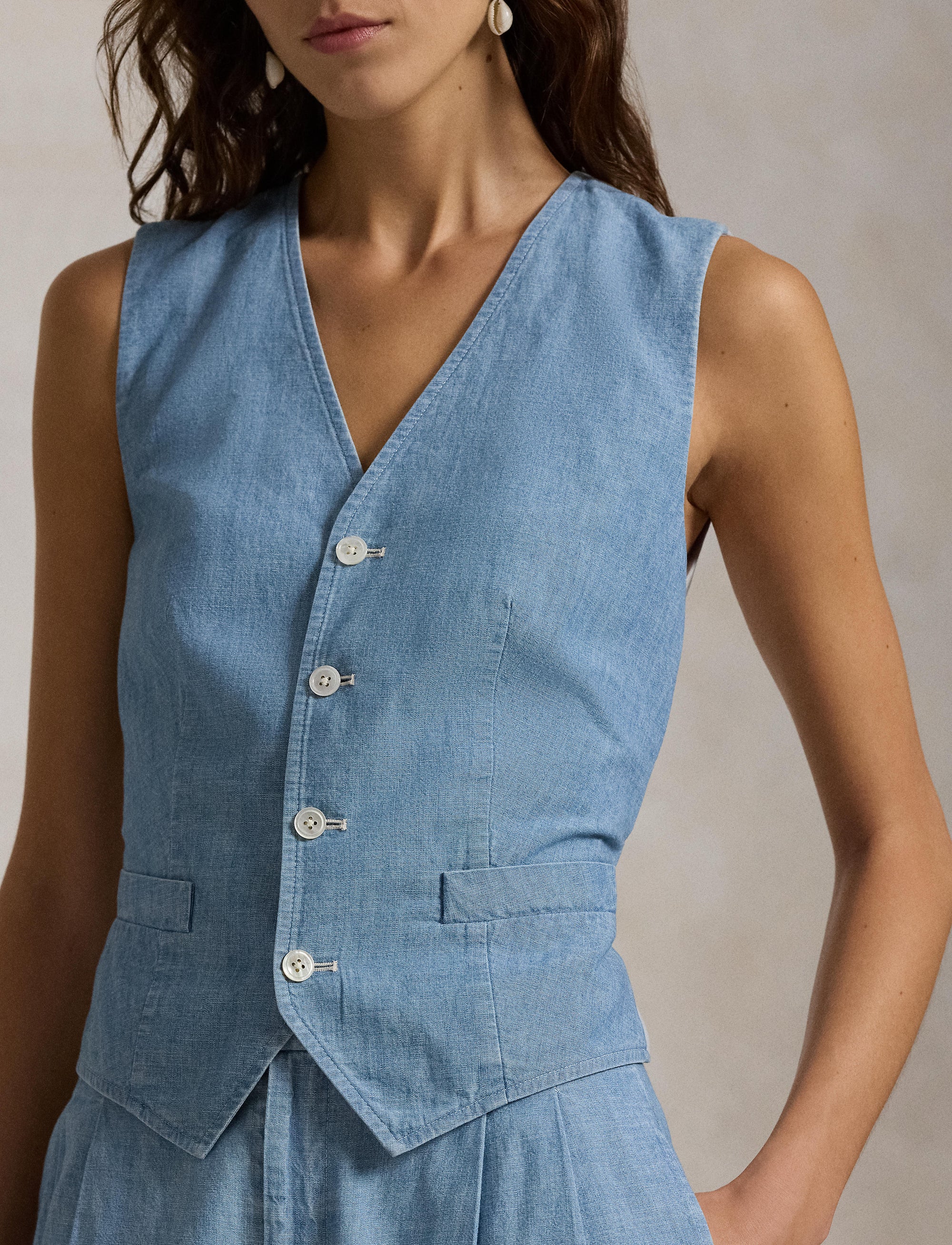 Gilet Pauline en chambray - Chambray