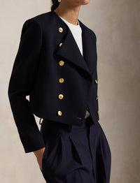 Short jacket in wool crepe - Worth Navy