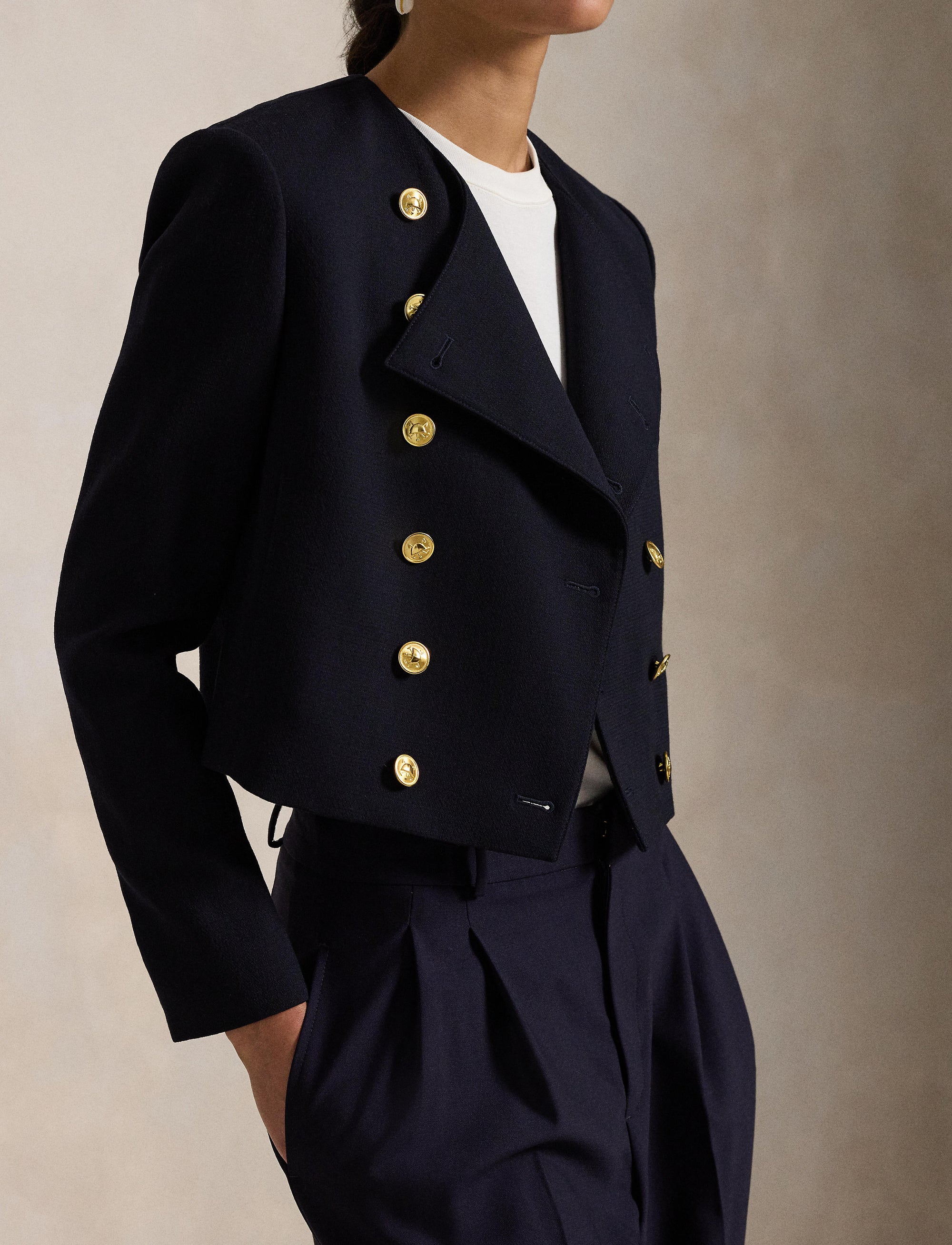 Short jacket in wool crepe - Worth Navy