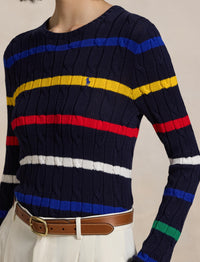Pull rayé en coton torsadé - Navy & Multicolore