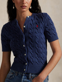 Cardigan torsadé à manches courtes coton - Midnight Royal
