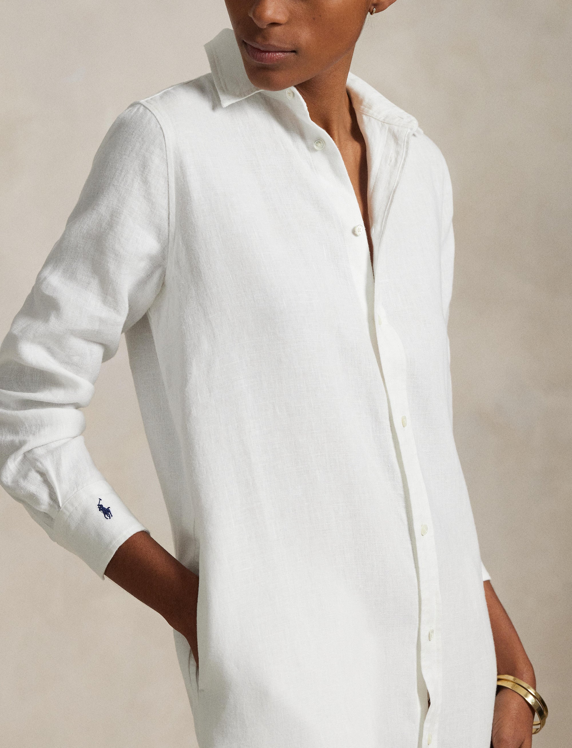 Robe-chemise en lin - White