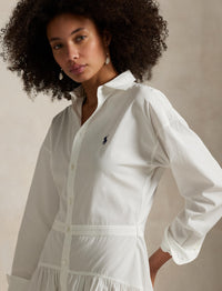 Robe-chemise à pans en popeline de coton - White