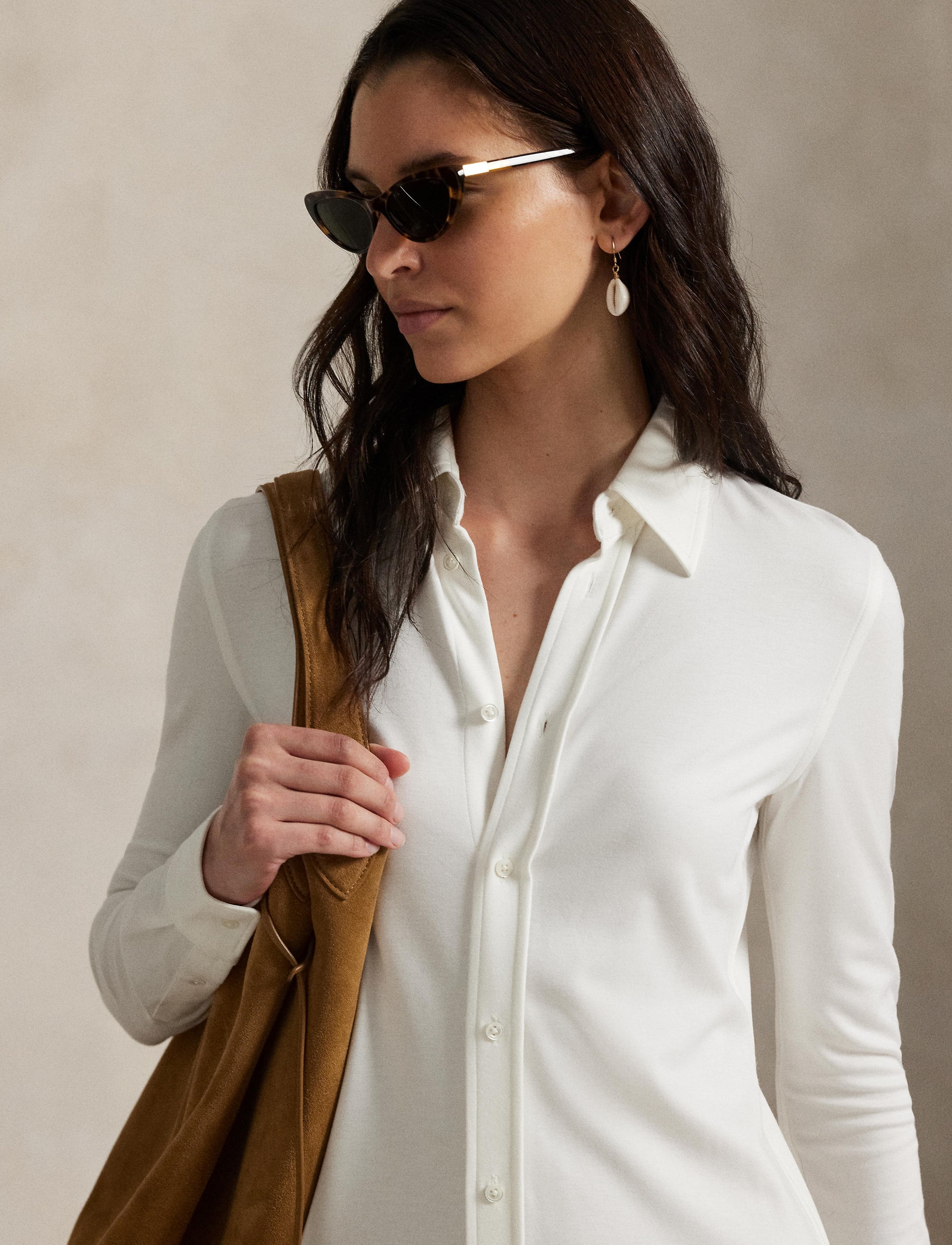 Robe-chemise boutonnée en maille - Trophy Cream