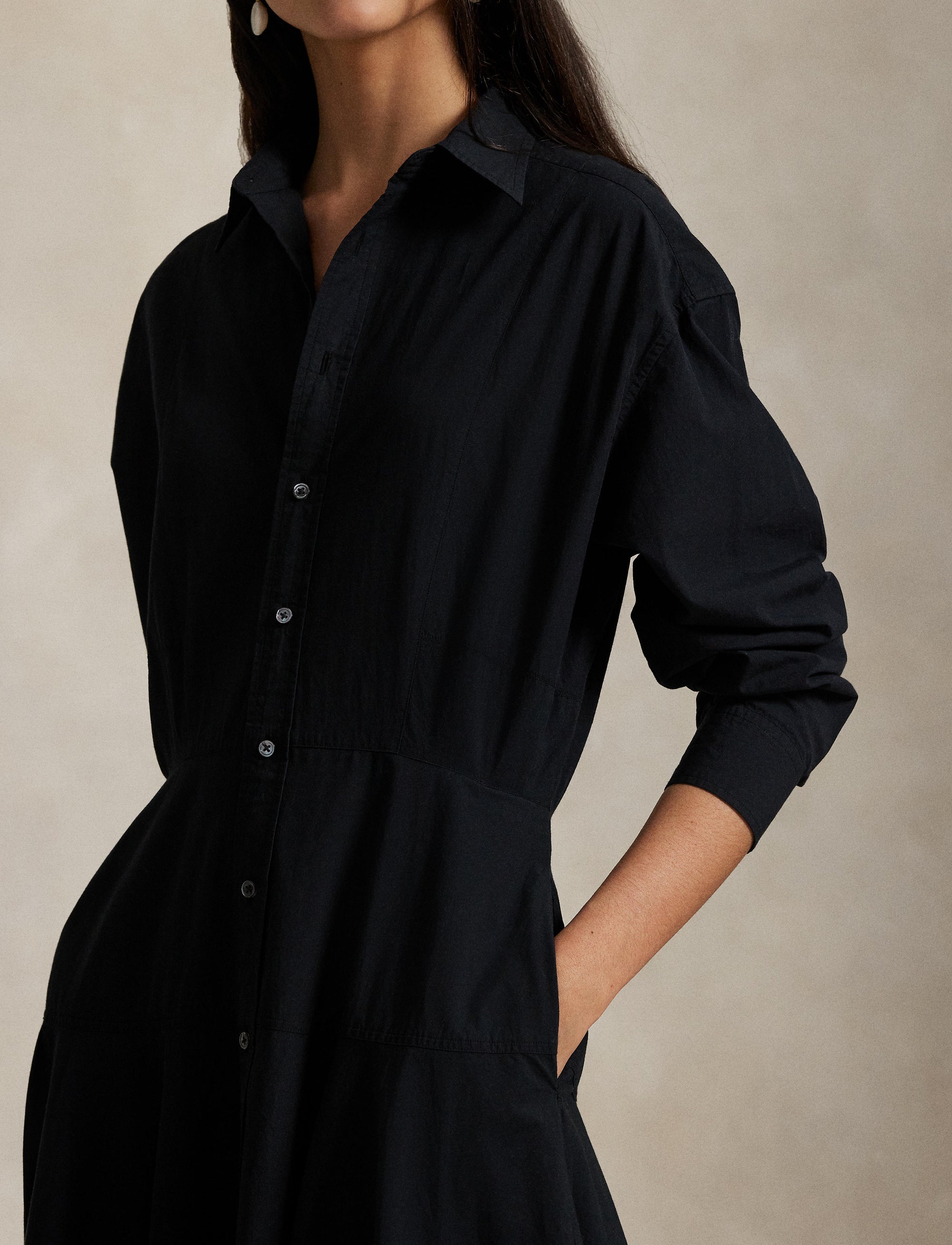 Robe-chemise à pans en toile de coton - Polo Black