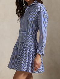 Robe-chemise à pans en coton rayé - Blue & White Stripe
