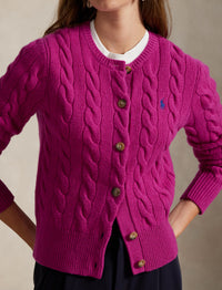 Cardigan torsadé en laine et cachemire mélangé - Carmine Pink