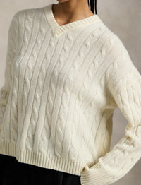 V-neck cashmere jumper - Cream