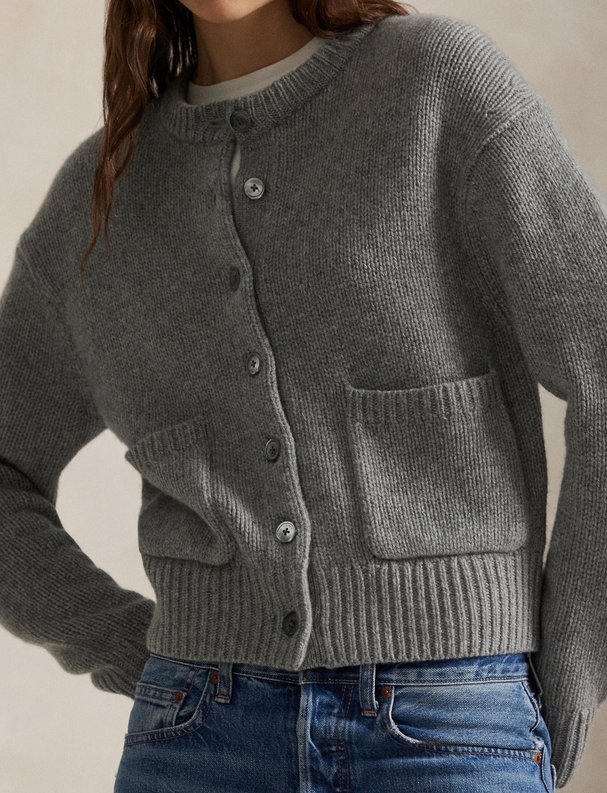 Cardigan à boutons en cachemire - Gris