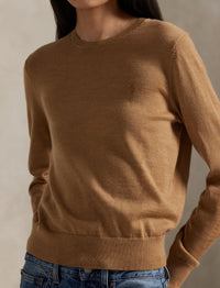 Wool round-neck jumper - Camel Melange collection