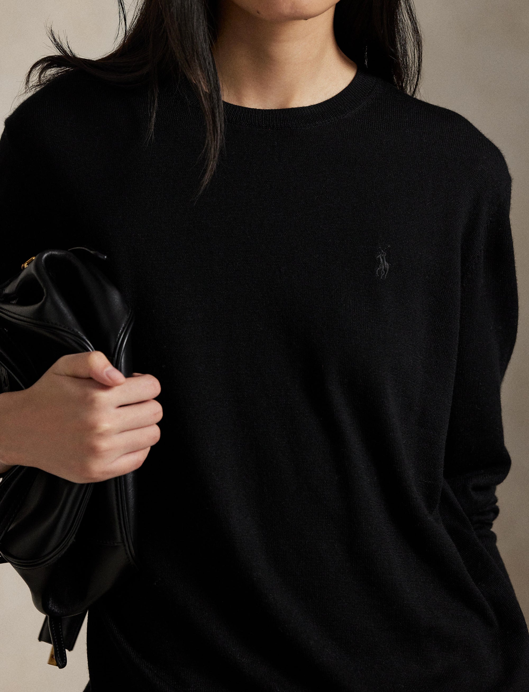 Wool round-neck jumper - Polo Black