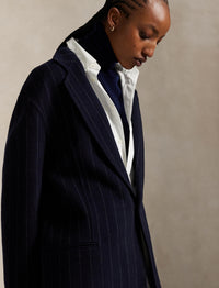Manteau en laine milleraies - Navy Chalk Stripe
