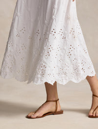 Robe Polo broderie anglaise en coton piqué - White
