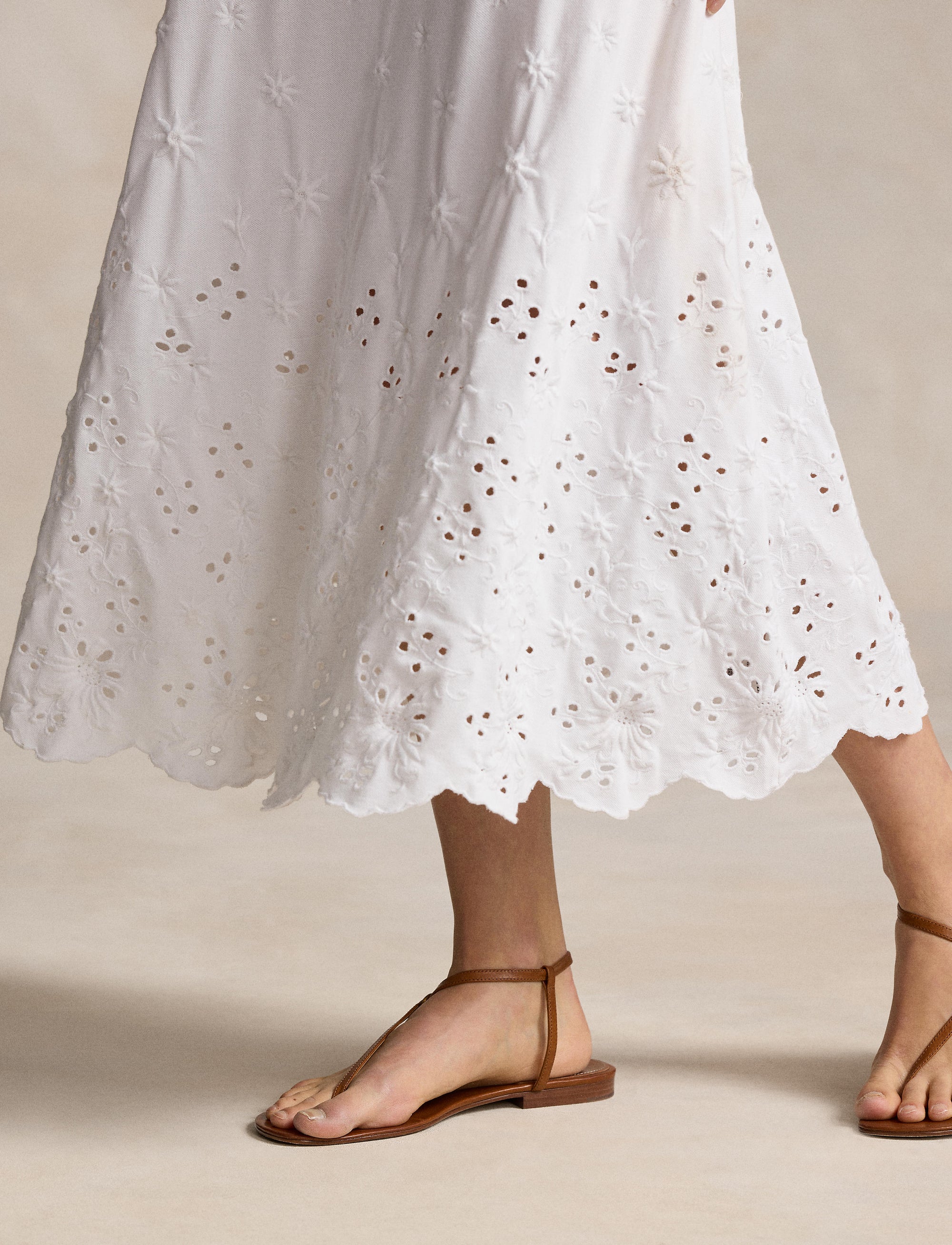 Robe Polo broderie anglaise en coton piqué - White