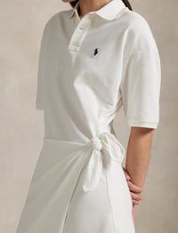 Mini-robe polo portefeuille en piqué  - White