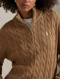 Pull demi-zippé et torsadé en coton - Collection Camel Melange