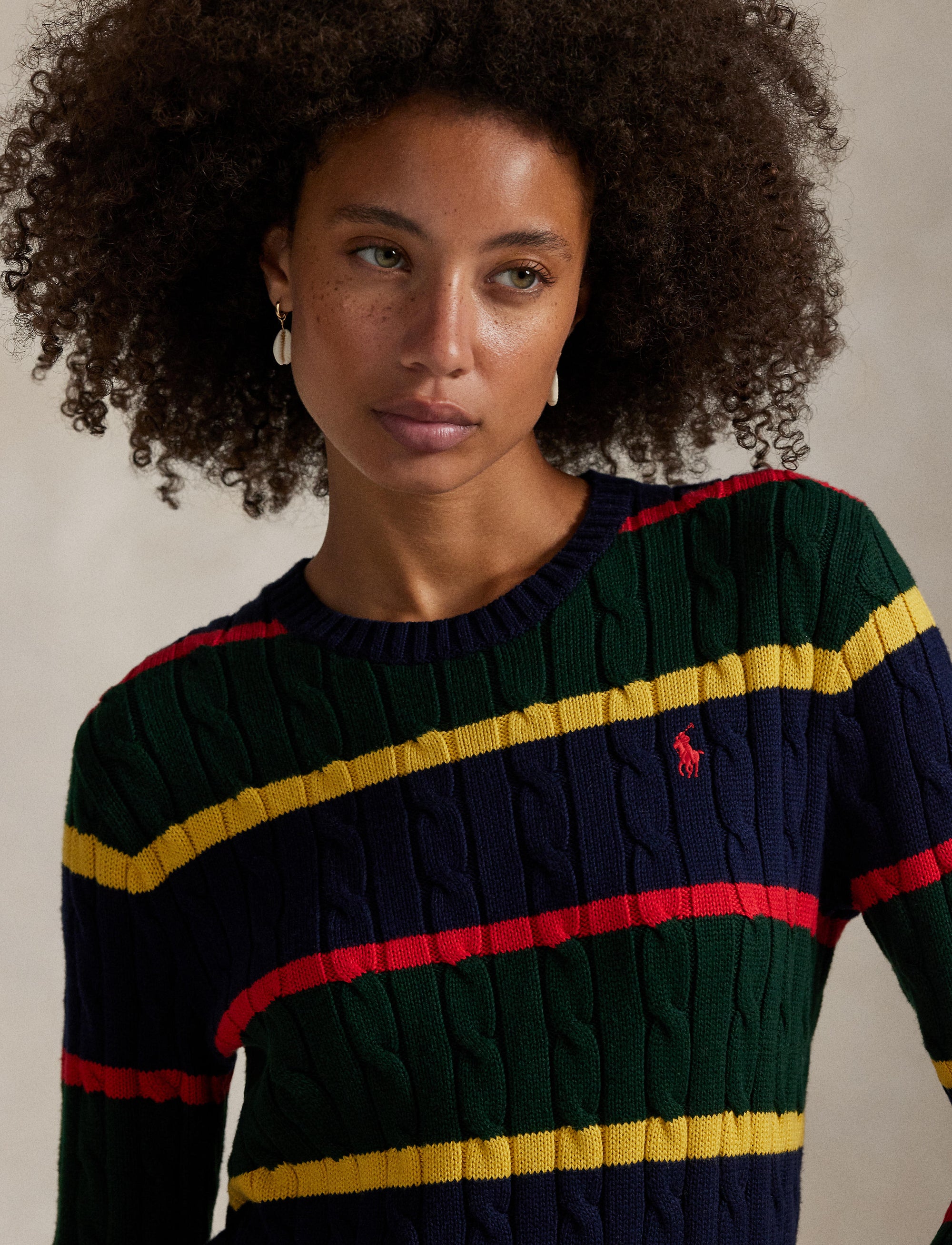 Pull rayé en coton torsadé - Navy Multicolore Stripe