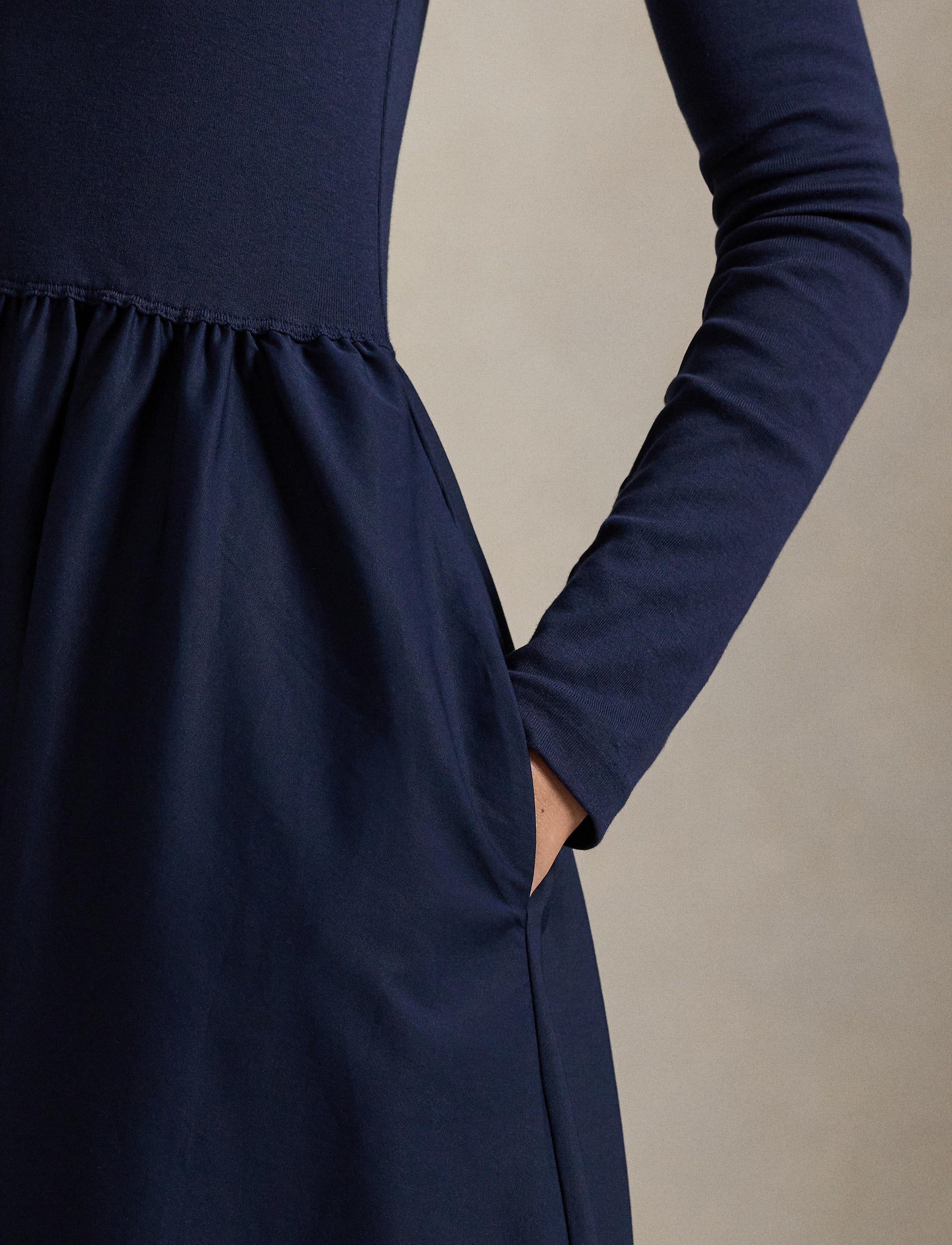 Robe manches longues en coton - Cruise Navy
