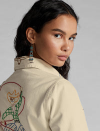Veste brodée à la main en sergé - Stone