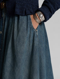 Jupe plissée en denim indigo - Medium Indigo