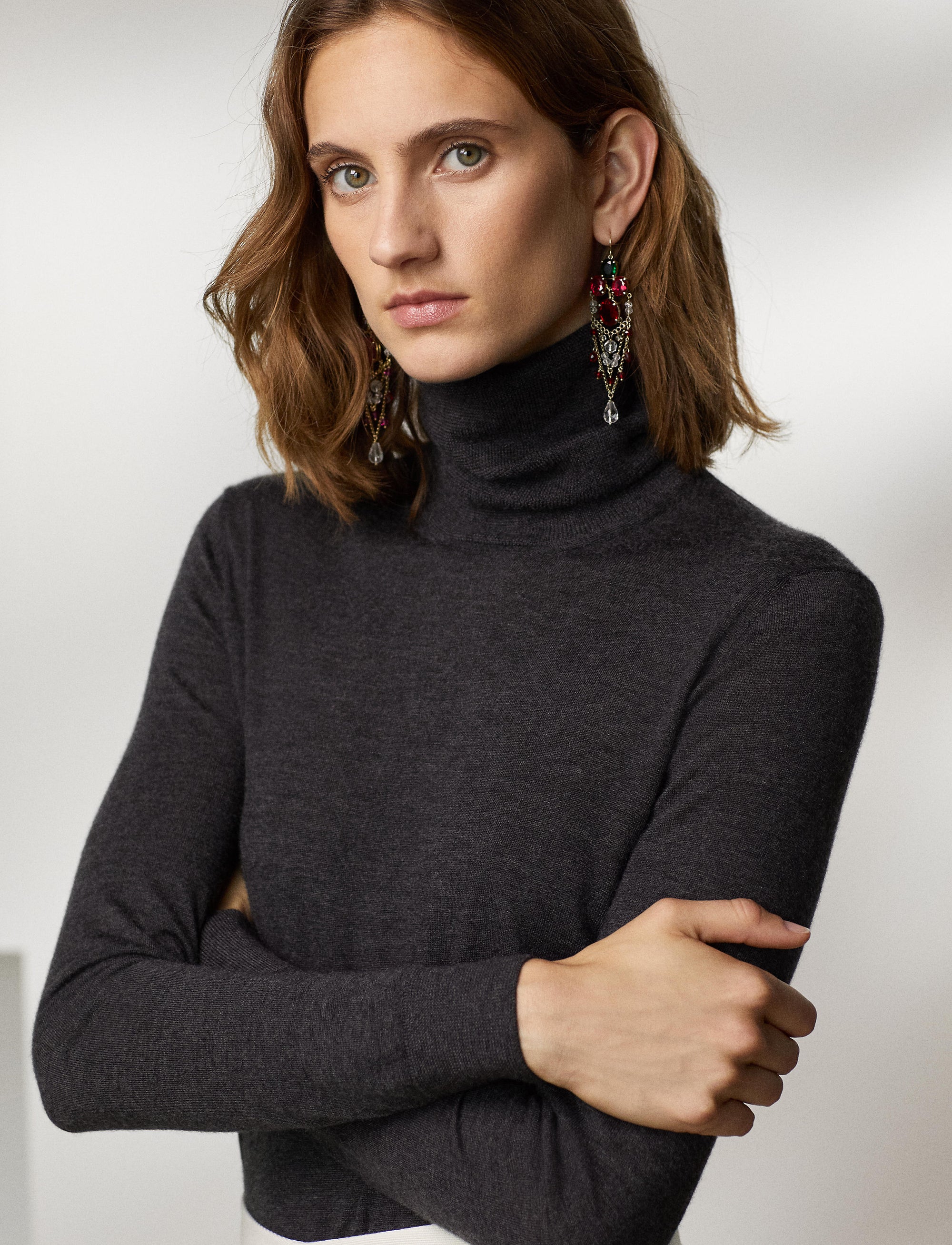 Pull à col roulé en cachemire - Dark Grey Melange