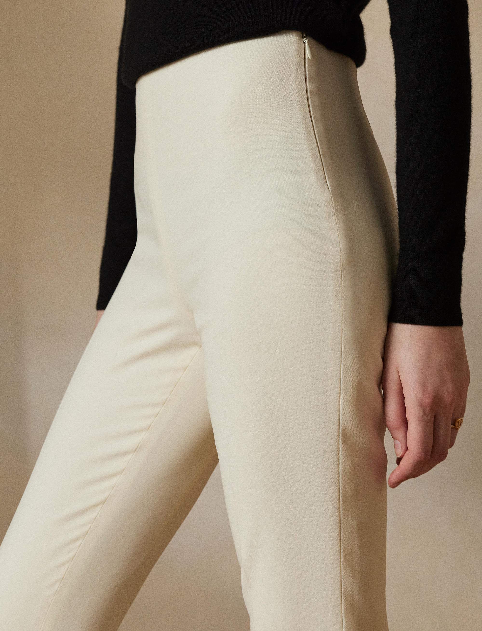 Pantalon Annie en laine stretch - Cream