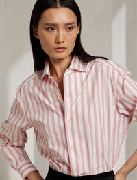 11 STOCK CRYSTAL ROSE/WHITE BUTTON FRONT SHIRT