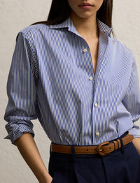 Chemise Capri rayée en coton - Blanc & Bleu Classique