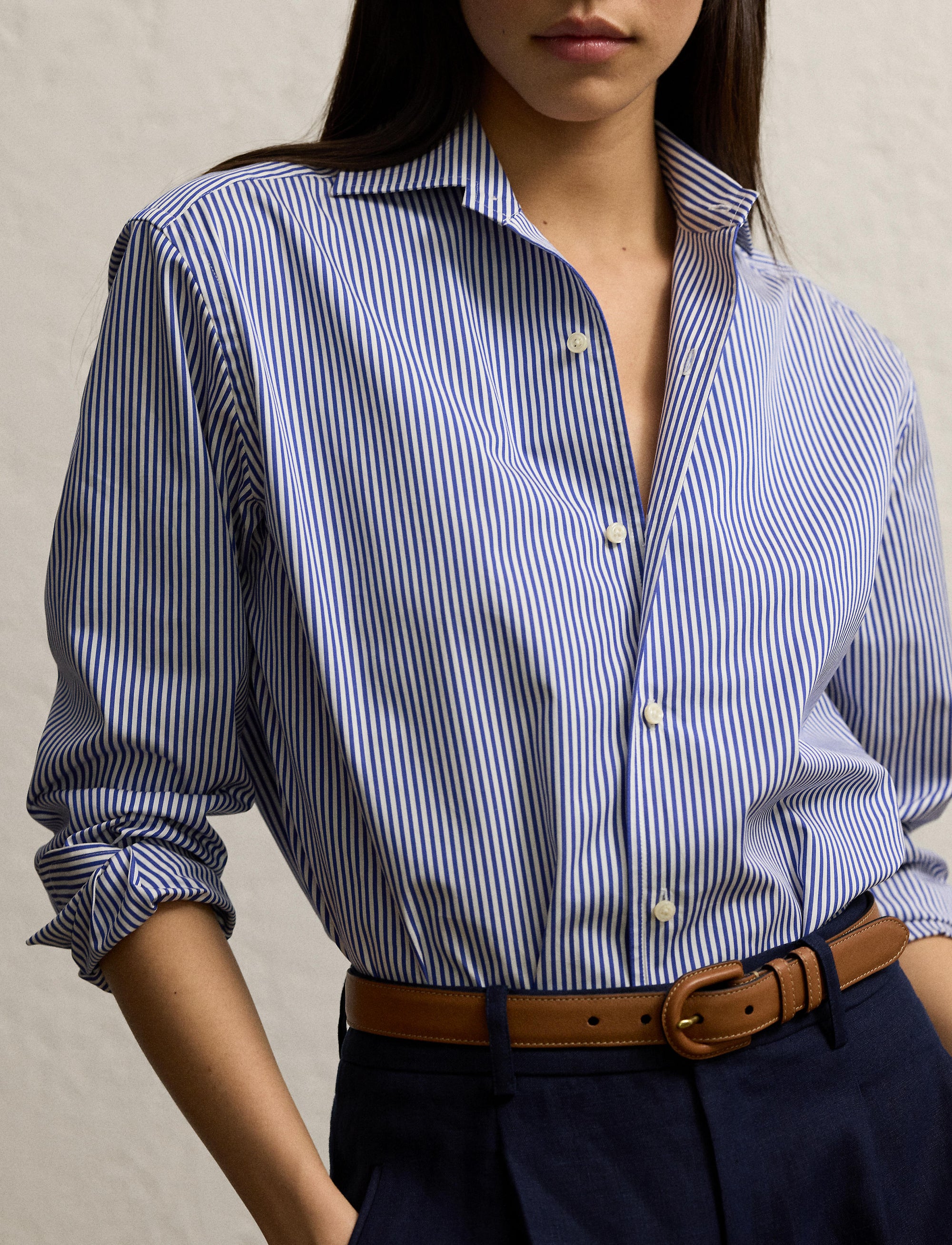 Chemise Capri rayée en coton - Blanc & Bleu Classique