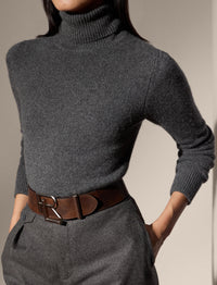 Pull à col roulé en cachemire - Medium Grey Melange 1