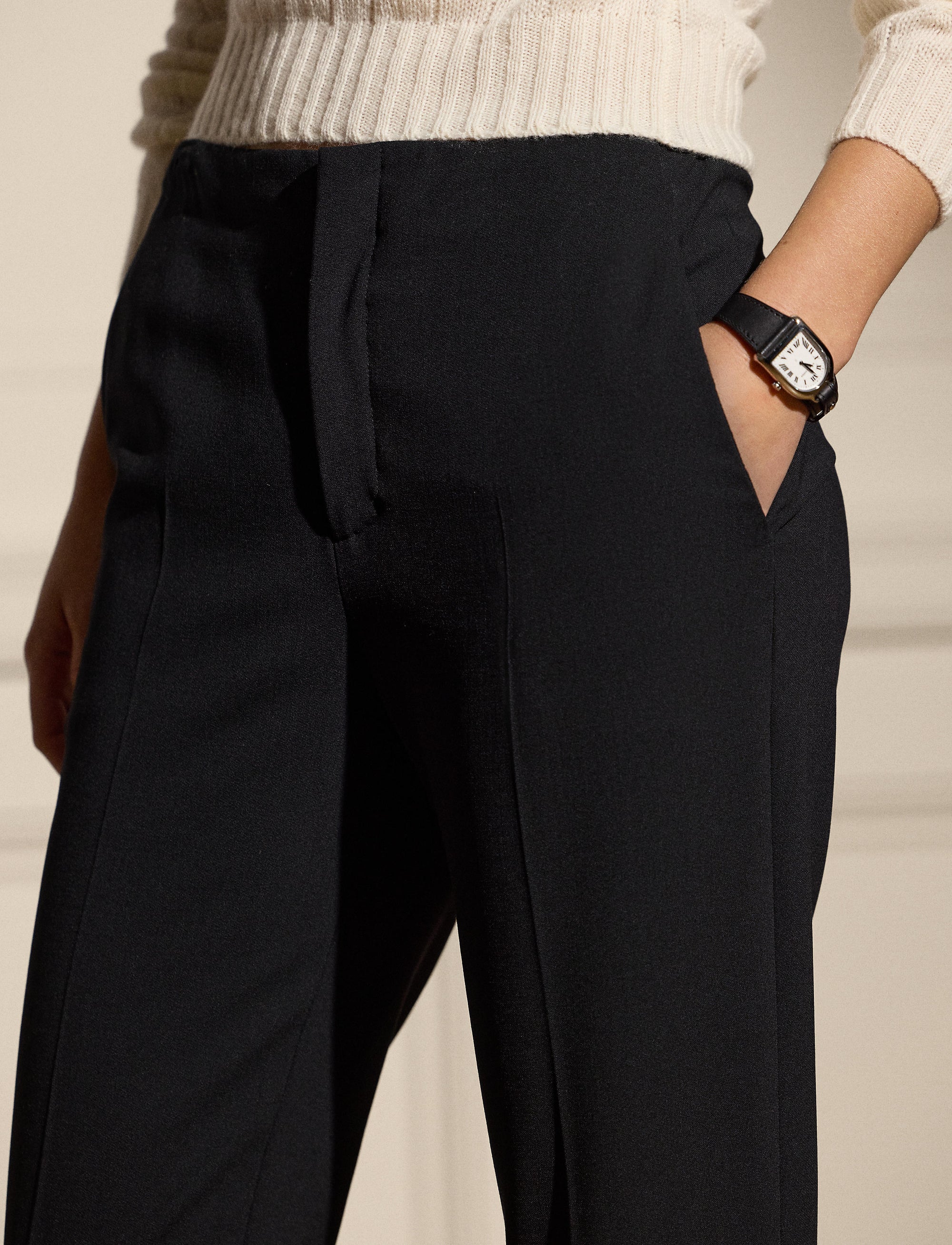 Pantalon Simone en crêpe de laine - Black