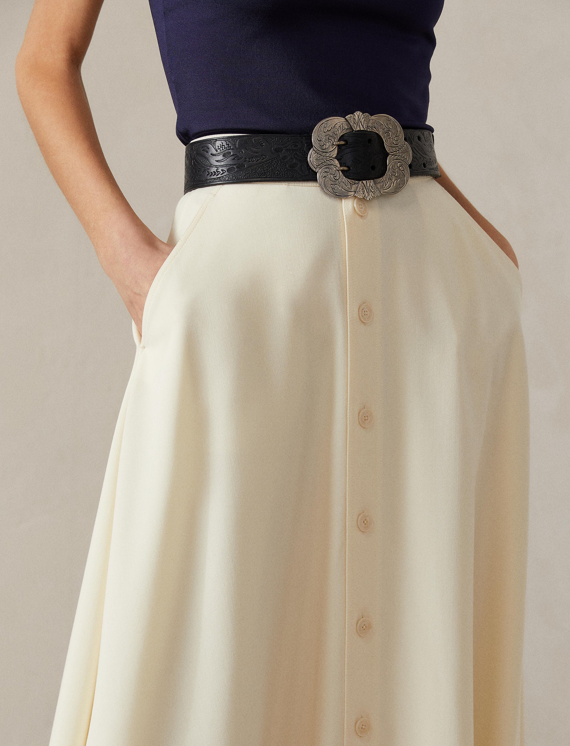 Jupe Gerald en gabardine de laine - Off White