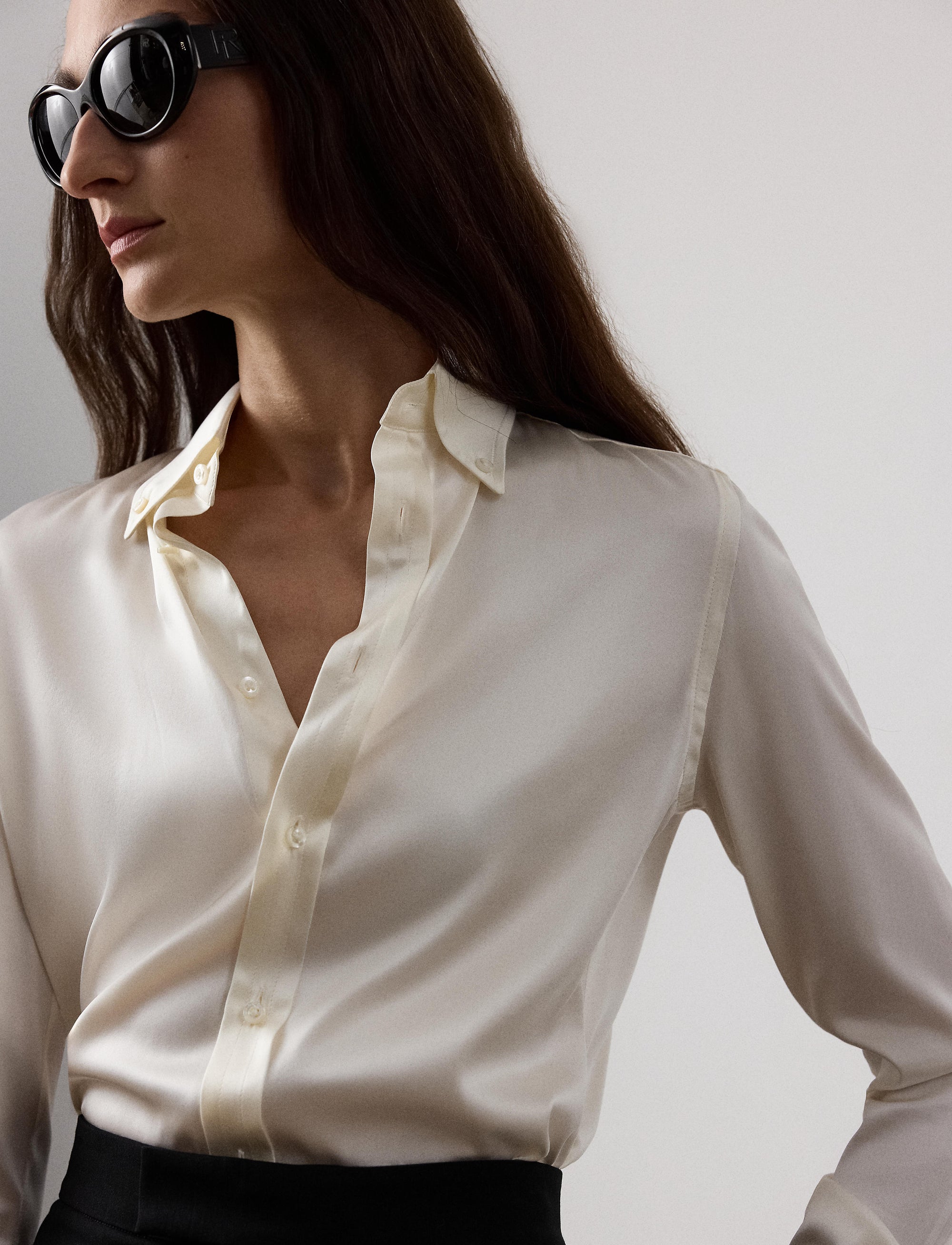 Chemise Cameron droite en soie naturelle - Off White
