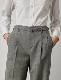 Pantalon Stamford prince-de-galles en laine - Black & Antique Cream