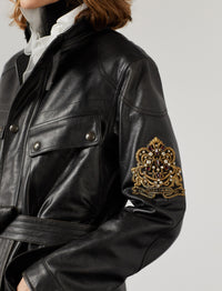 Veste moto Cadena en cuir - Black
