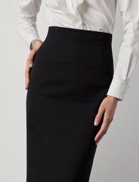 Jupe crayon taille haute en laine - Black