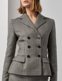 Veste Madelena prince-de-galles en laine - Black & Antique Cream