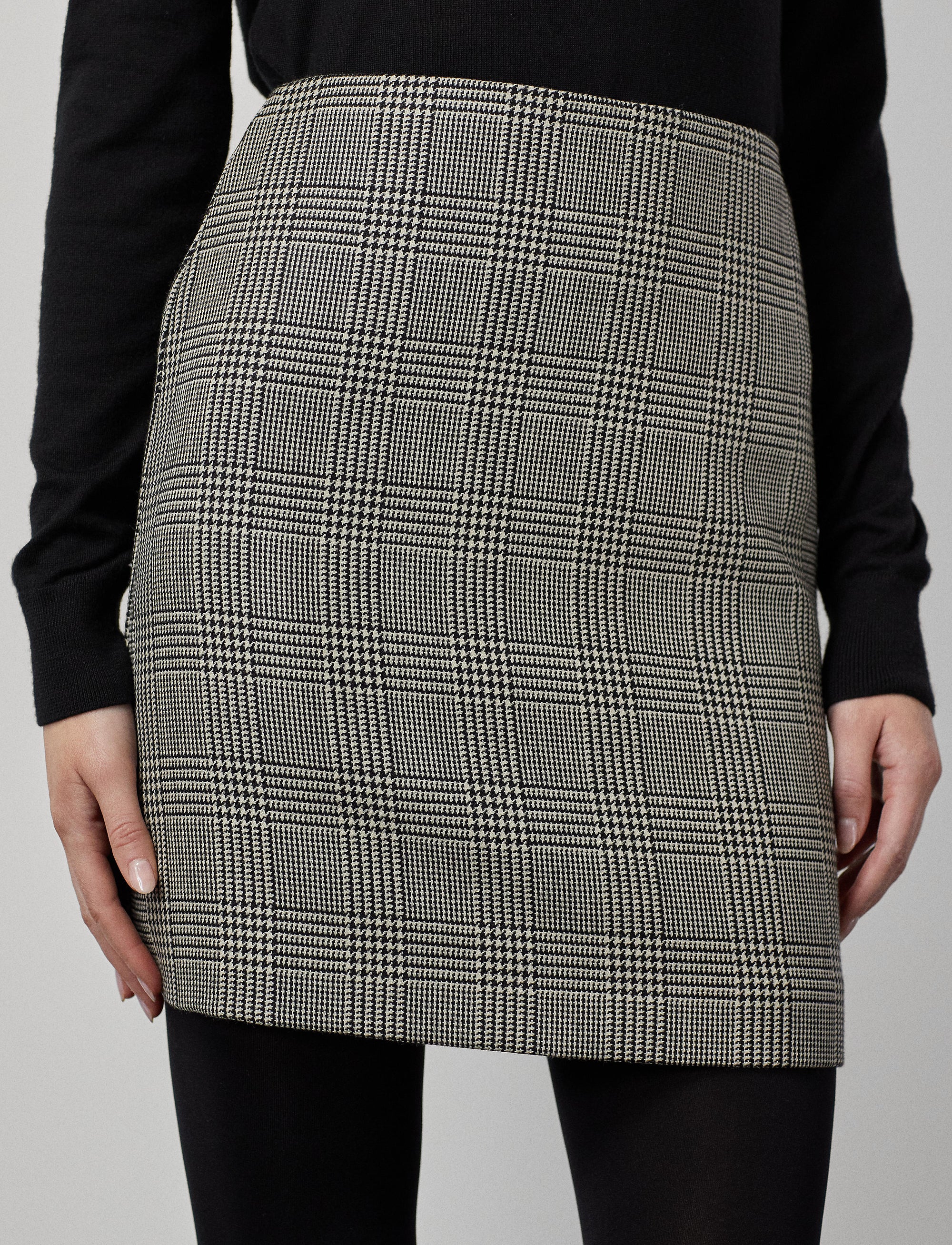 Jupe Carreen prince-de-galles en laine - Black & Antique Cream