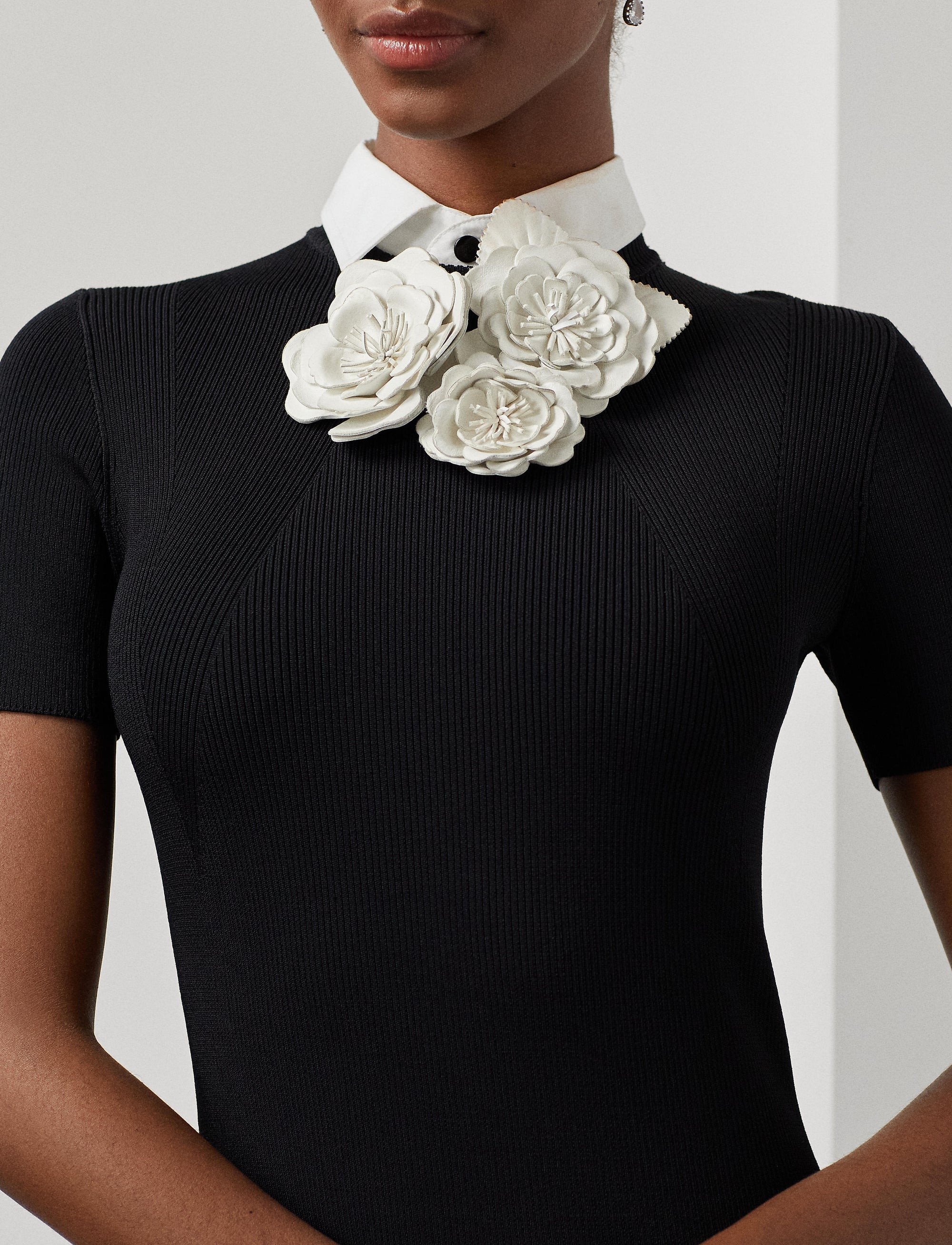 Robe-pull à col tissé - Black