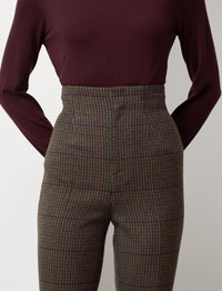 Pantalon Alisanne à carreaux en tweed écossais - Olive & Brown