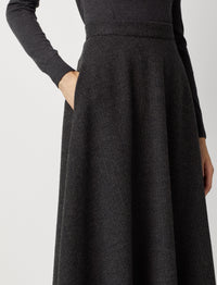 Jupe Erica à chevrons en tweed - Charcoal Melange