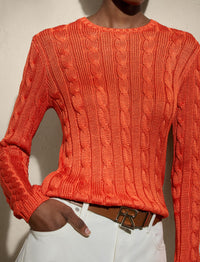 2pcs / NEW // BRIGHT ORANGE PULLOVER LONG SLEEVE LS CN CABLE