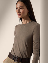 Pull col rond en cachemire - Dark Truffle Melange