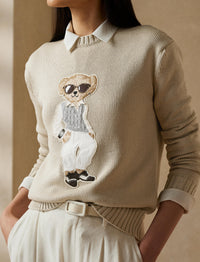 Pull Polo Bear torsadé en soie - Champagne
