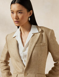 Kayli tweed herringbone jacket - Camel & Tan
