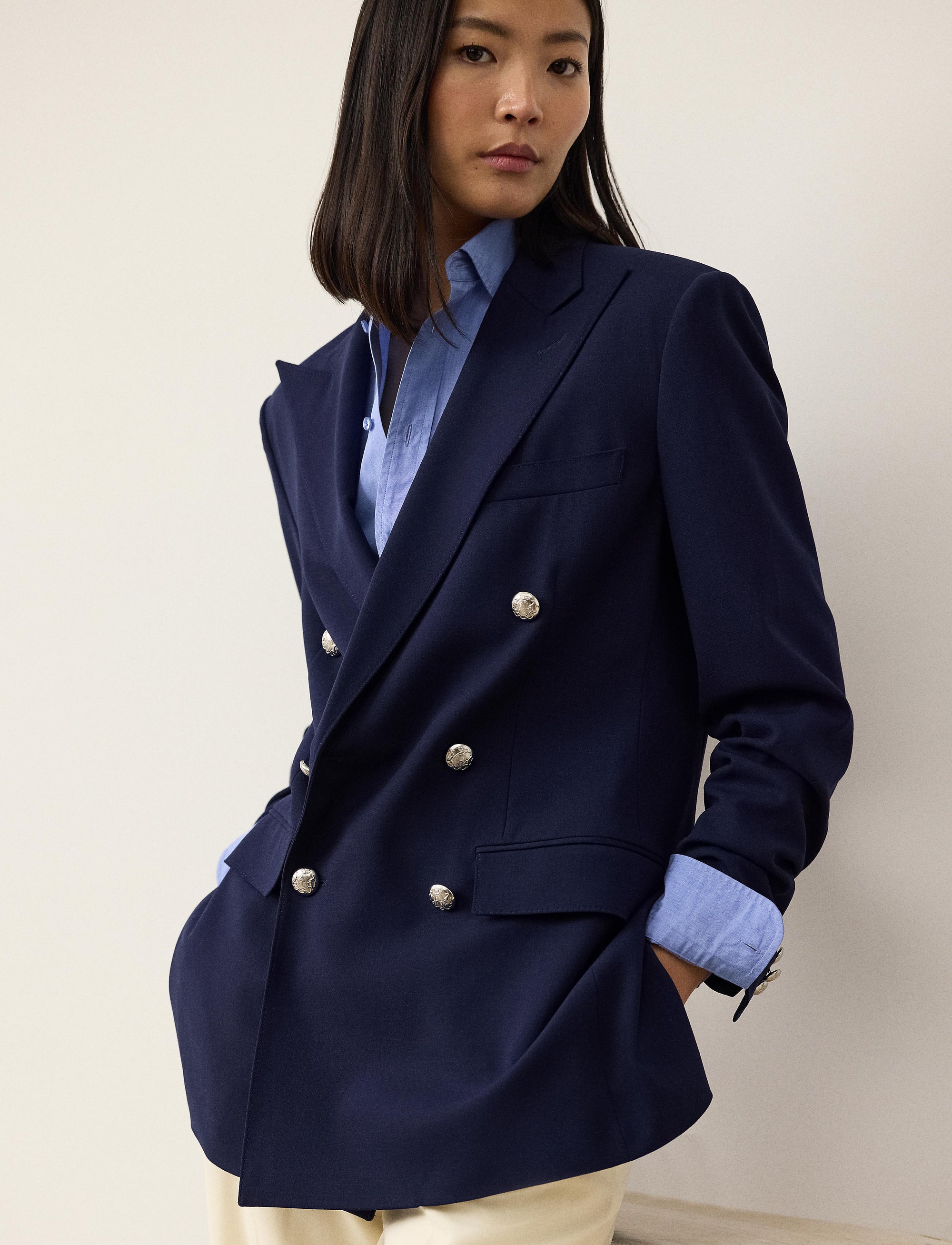 Veste Shelden en crêpe de laine - Lux Navy