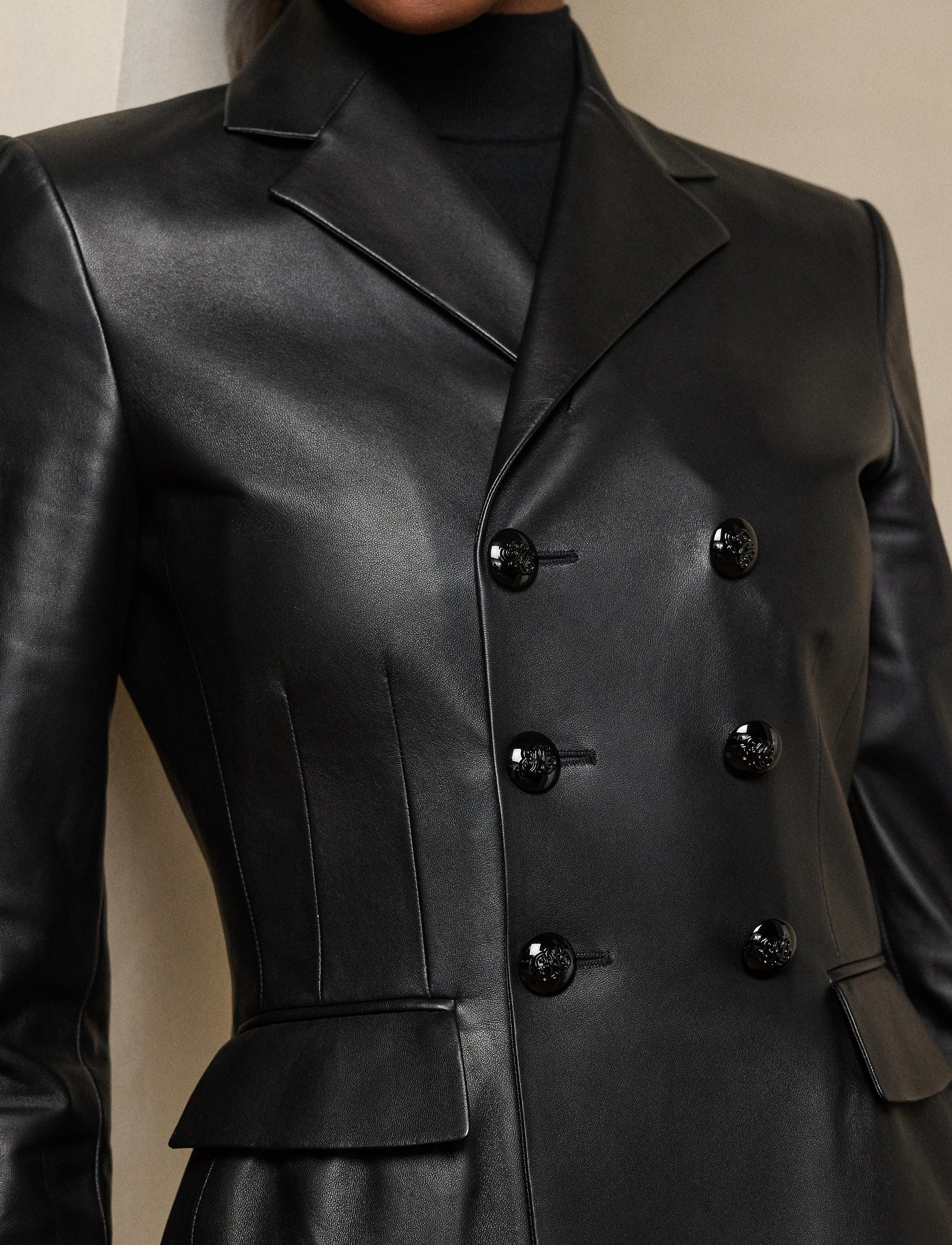 Veste Madelena en cuir - Black